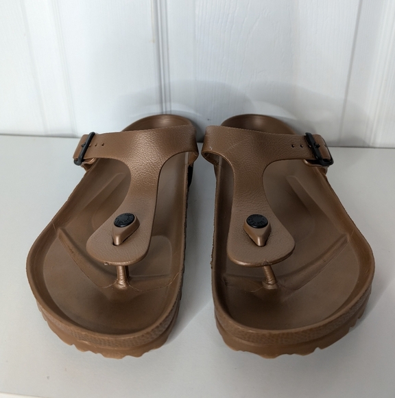 Birkenstock Womens Sandals Gizeh Bronze Size 41 10-10.5 Shoes Thong Rubber Eva - Picture 1 of 8